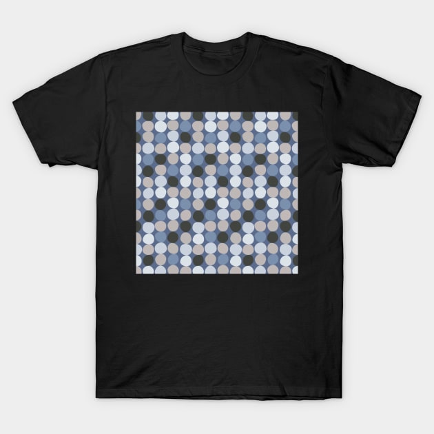 Midcentury Modern Dots - Shades of Blue and Gray Palette T-Shirt by AmyBrinkman